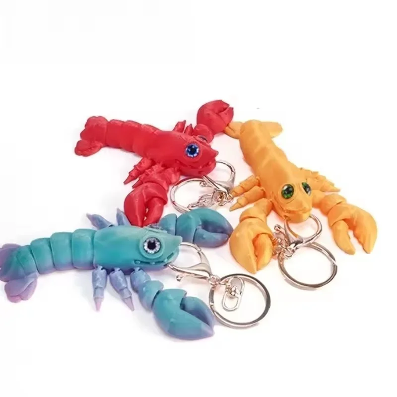 

2025New 3D Printed Lobster Toy Keychain - Movable Joints, Cute Eyes | Perfect Backpack Pendant & Gift