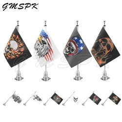 Motorcycle Rear Side Mount Luggage Rack Flag Pole SKull/Eagle Flag Fit for Harley Sportster XL883 Touring FLHT Road King Glide