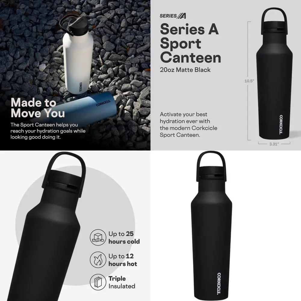 

Long-Lasting Cold 25-Hour Insulated Stainless Steel Water Bottle - Spill-Proof, 20 oz Matte Black