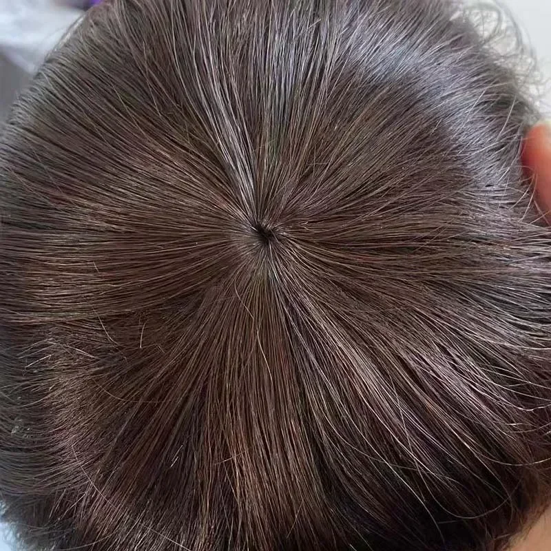 9x9Cm Straight Human Hair Women Hair Piece For Women Quickly Increase Hair Volume Cover Gray Hair Dark Brown/Natural Color