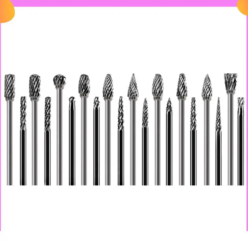 A23P 20 PCS 다이 그라인더 도구 Rasp 나무 조각 비트 금속 목재 용접 연삭 디버링 용 1/8In 생크