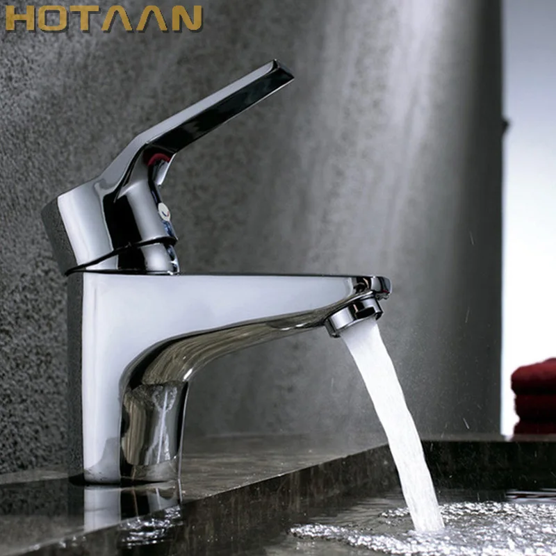 HOTAAN . Single Handle one hole Bathroom Basin Faucet  Hot and Cold Copper Vessel Sink Water Tap Mixer Chrome Finish