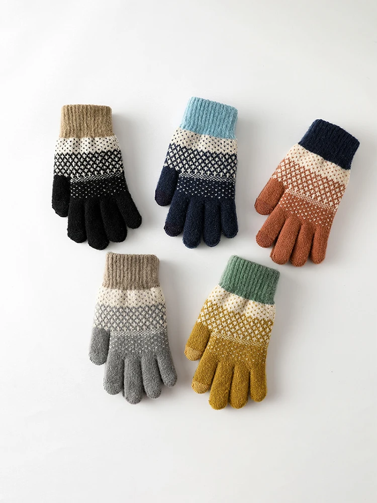 AliExpress KayCrowne New Full Finger Touch Screen Gloves For Winter Grace Thick Warm Cycling Acrylic Skiing Riding Women Knitted Gloves Men