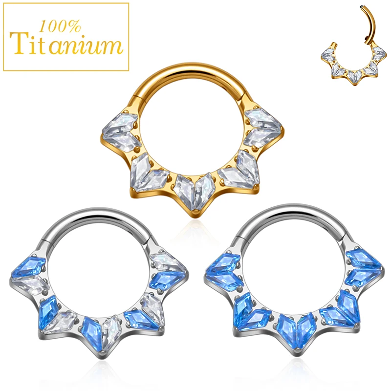 

ASTM F136 Titanium CZ Heart Daith Helix Tragus Earrings Hoop 16G Hinged Septum Clicker Nose Ring Hypoallergenic Piercing Jewelry