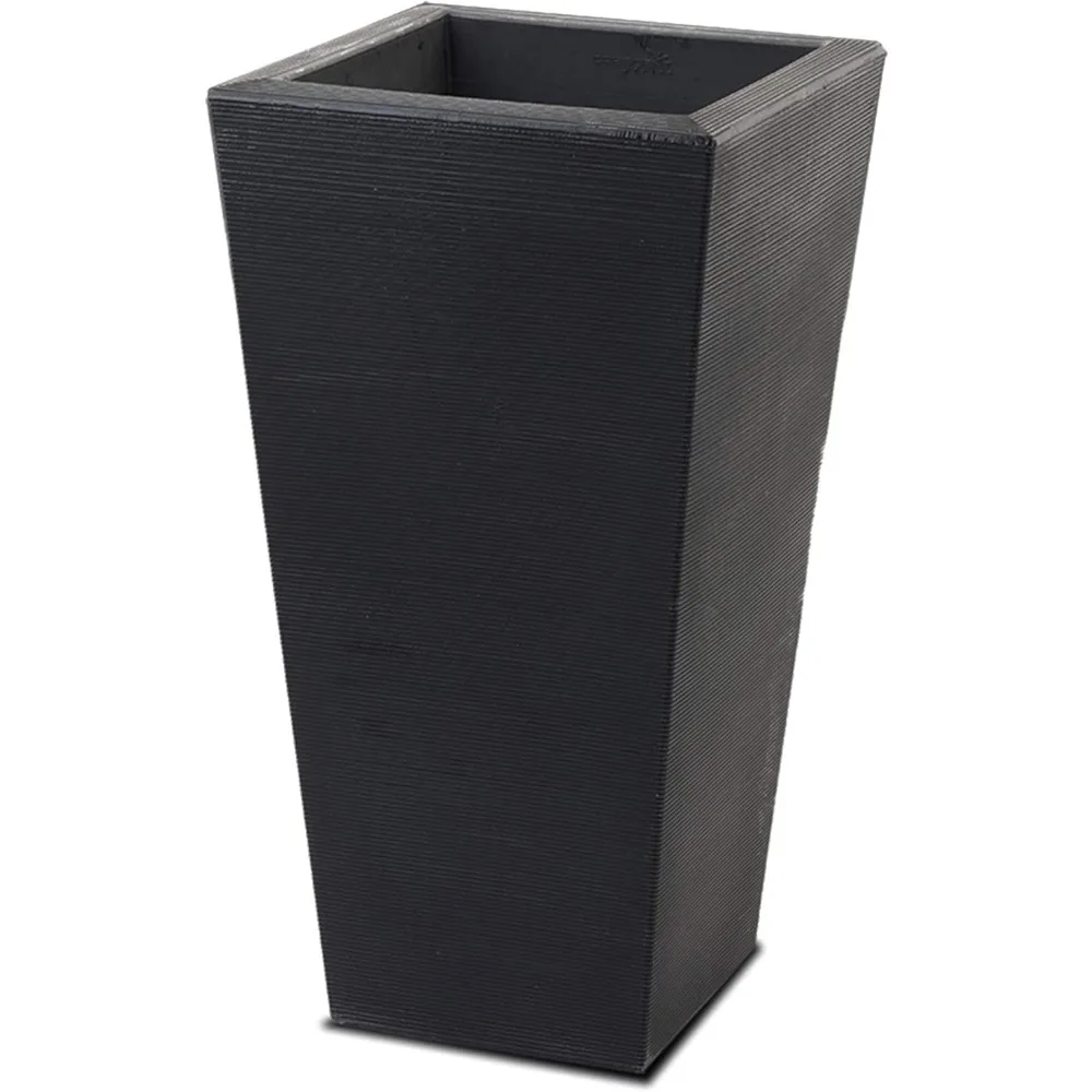 

Crescent Garden Bowery Tall Square Planter with Sand Cavity for Stability - Windproof Double-Walled Outdoor HDPE Pot for Garden,