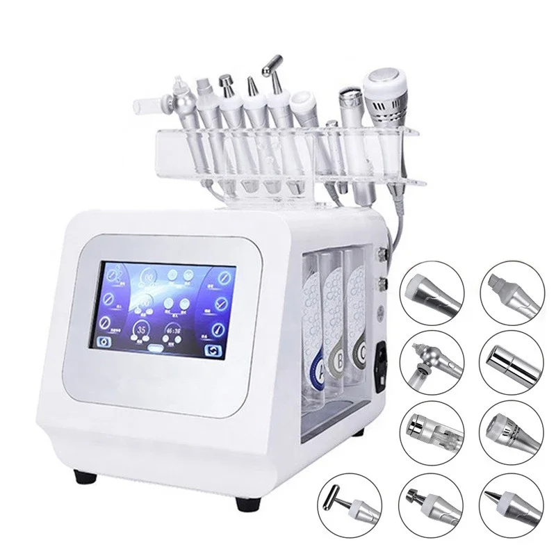 Machine portable 9 en 1 Hydr DermDelhi, élimination des points noirs, jet d'oxygène, nettoyage du visage, hydrogène, petite bulle, spa, salon