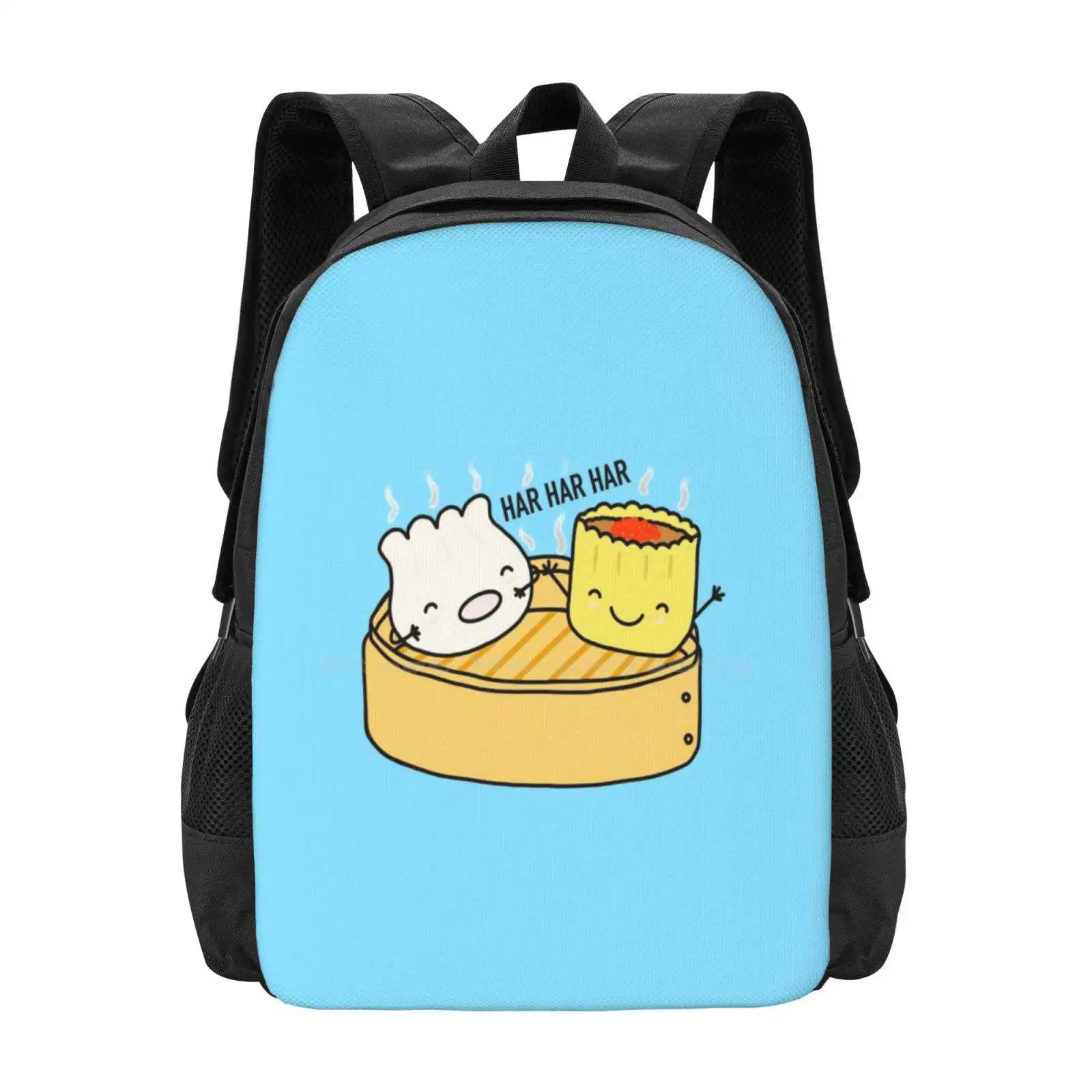 Har Gow Siu Mai, Laugh More Smile More. Hot Sale Schoolbag Backpack Fashion Bags Har Gow Siu Mai Dumpling Dim Sum Funny Humour