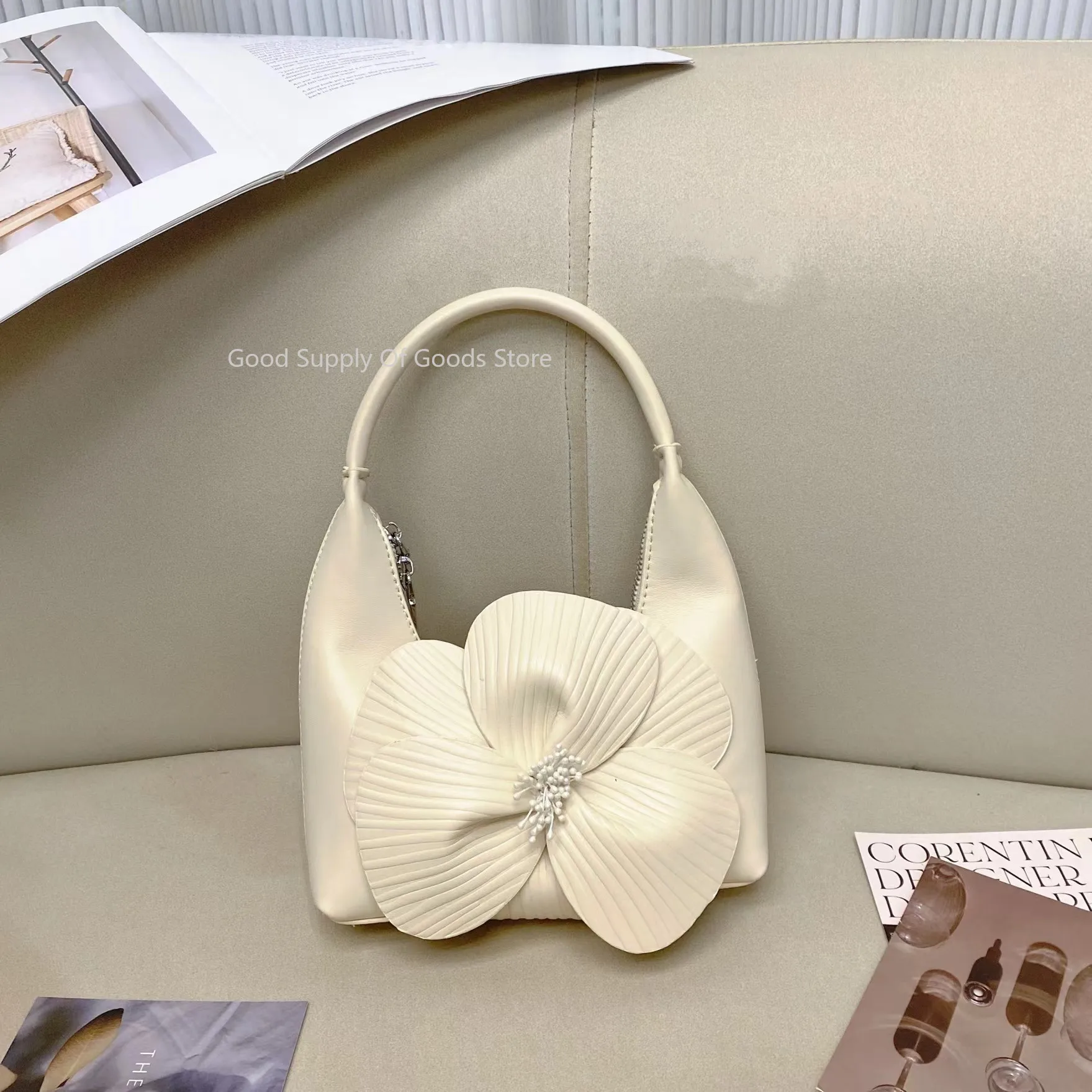 New Chinese Tea Flower Petal Bucket Banquet Evening Bags Lady Bridal Wedding Vegetable Basket Crescent Tote Clutch Crossbody Bag