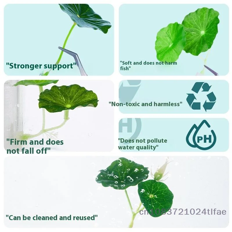 1 قطعة خزان الأسماك النباتات وهمية الديكور الأوراق الخضراء أرجوحة لسمك بيتا الإجهاد الحد من حوض السمك ديكور آمن مع كوب الشفط #5