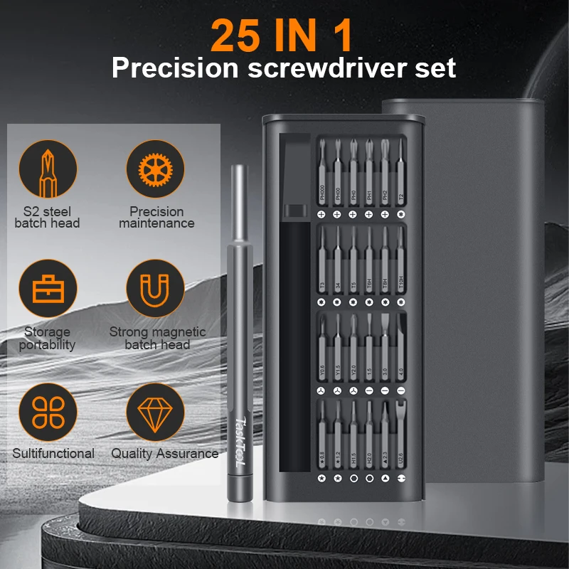 TASKTOOL 25 in 1 Precision Screwdriver Set Phillips Torx Magnetic Screw Driver Bit Professional Repair Tool Kit for Camera House