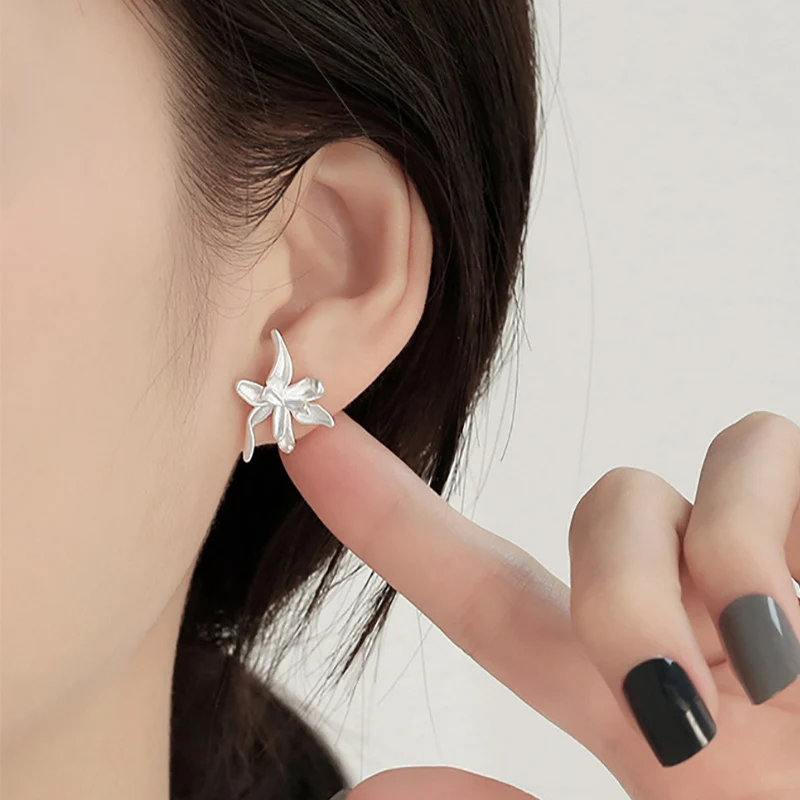 Foxanry Scrub Flower Stud Earrings For Women Girl Creative Design Simple Elegant Sweet Prevent Allergy Wedding Bride Jewelry Gif