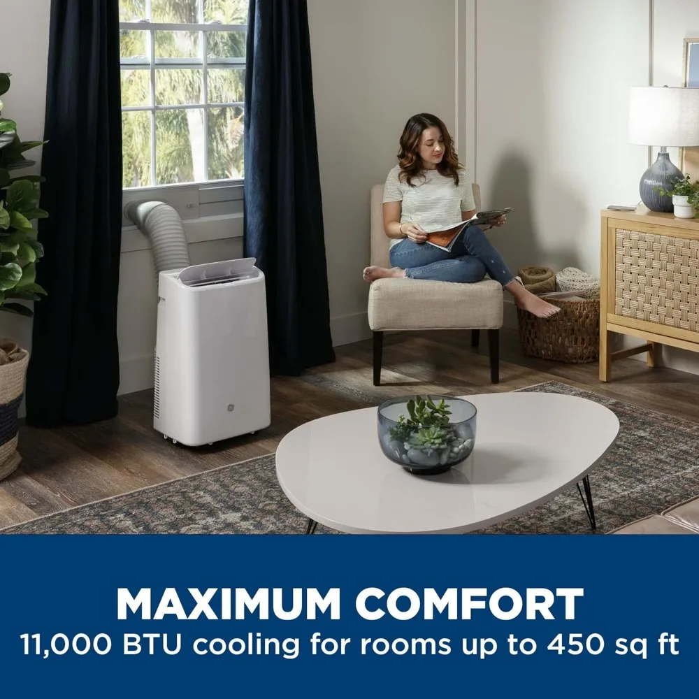 11,000 BTU Portable Air Conditioner for Medium Rooms up to 450 sq ft. (7,800 BTU SACC), 3-in-1 with Dehumidify, Fan