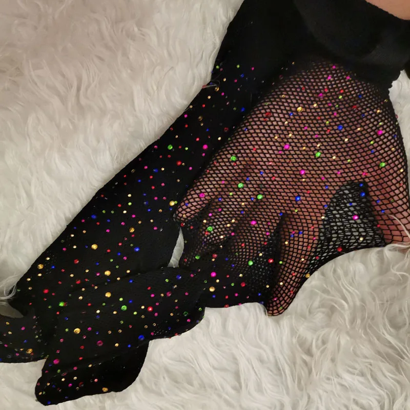 Fashion Shiny Diamond Women\'s Thigh Sexy Mesh Socks Hot Drill Fishnet Socks Colorful Diamond Tights Pantyhose Summer