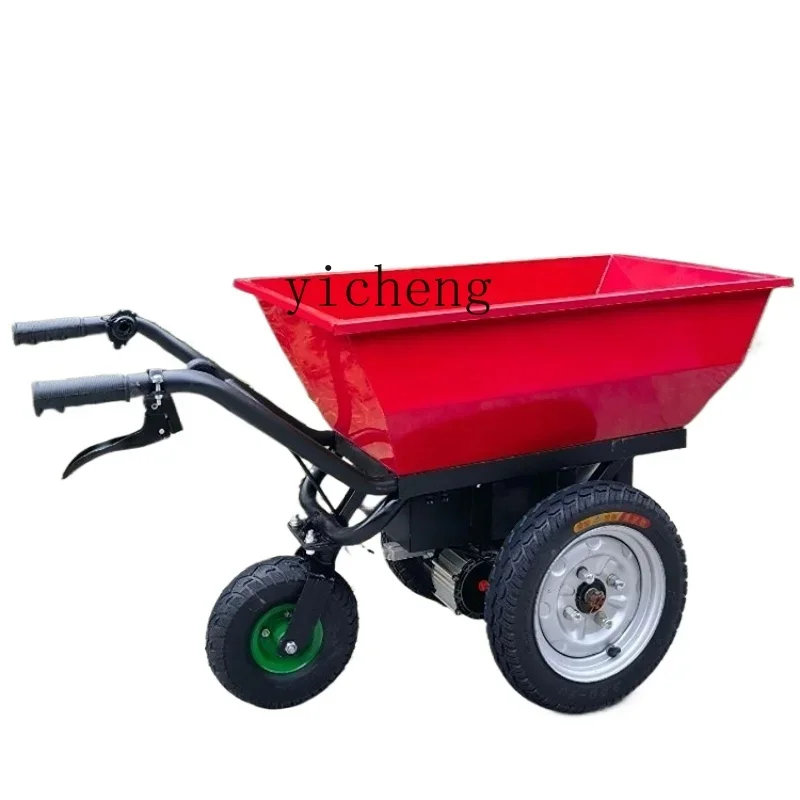 

HSN cart bucket cart double wheel agricultural electric hand push truck small orchard elevator material truck chicken bus