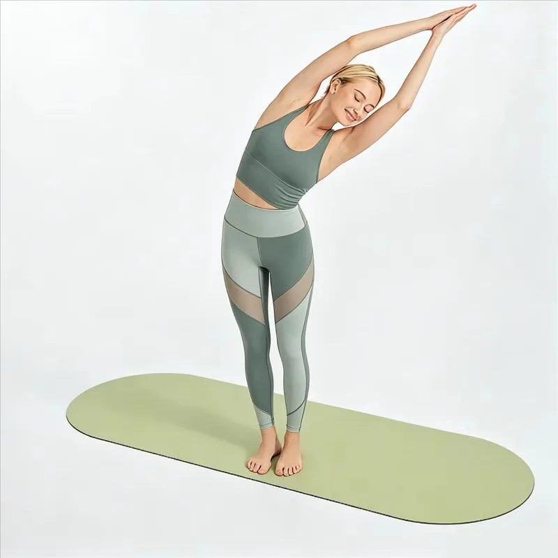 Oval Natural Rubber PU Yoga Mat Non Slip Fitness Exercise Mat for Home Gym Workout