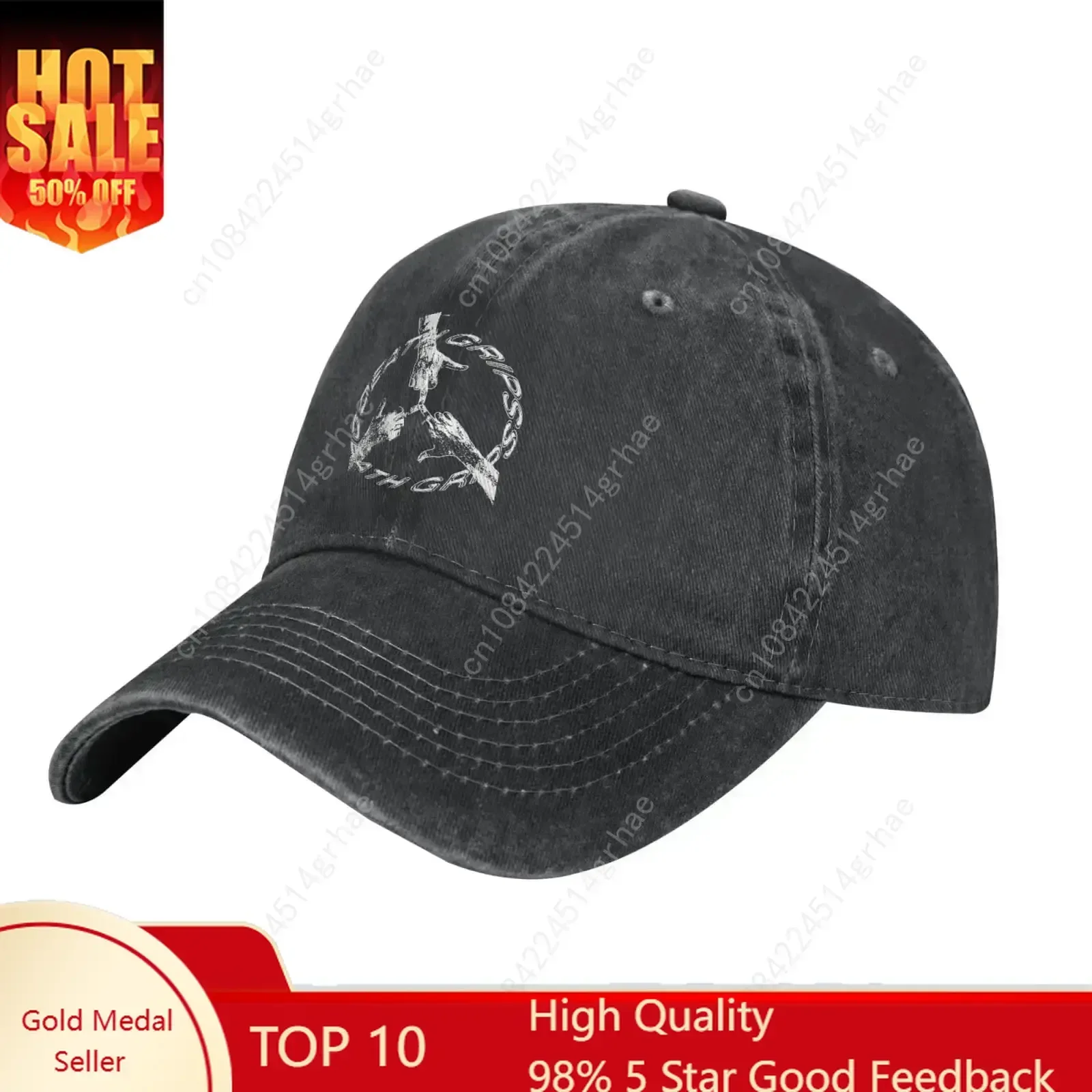 

Death Rock Grips Music Denim Hat Baseball Cap Vintage Washed Distressed Dad Caps Adjustable Snapback Baseball Hats Men Women