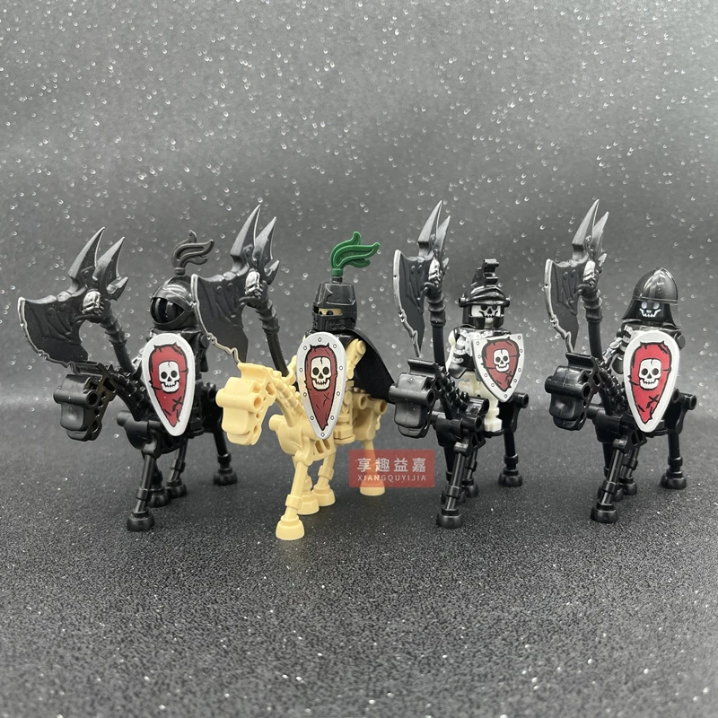 

Single Medieval Soldier Skeleton cavalry Knights Building Blocks mini action toy figures Assemble Bricks Children toys Gifts