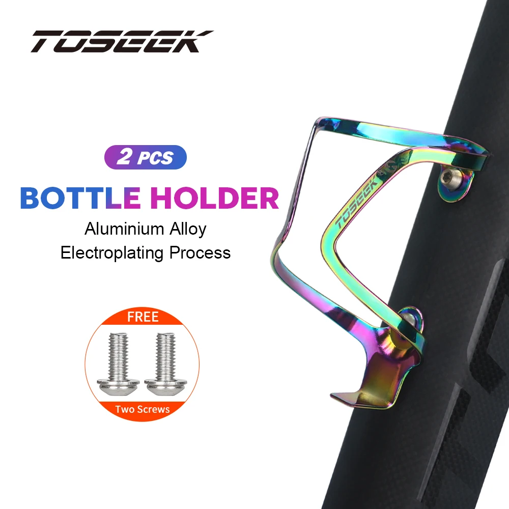 TOSEEK Plating Gradient Color Aluminum Alloy Bike Cycling Bicycle Drink Water Ultra Light Bicycle Bottle Holder Cycling Parts