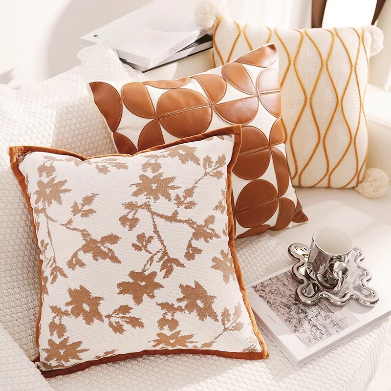 30x50/45x45CM Nordic Light Luxury Throw Pillow Cover Retro Orange Stamping Waist Cushion Cover Decor Home Decorative Pillowcase
