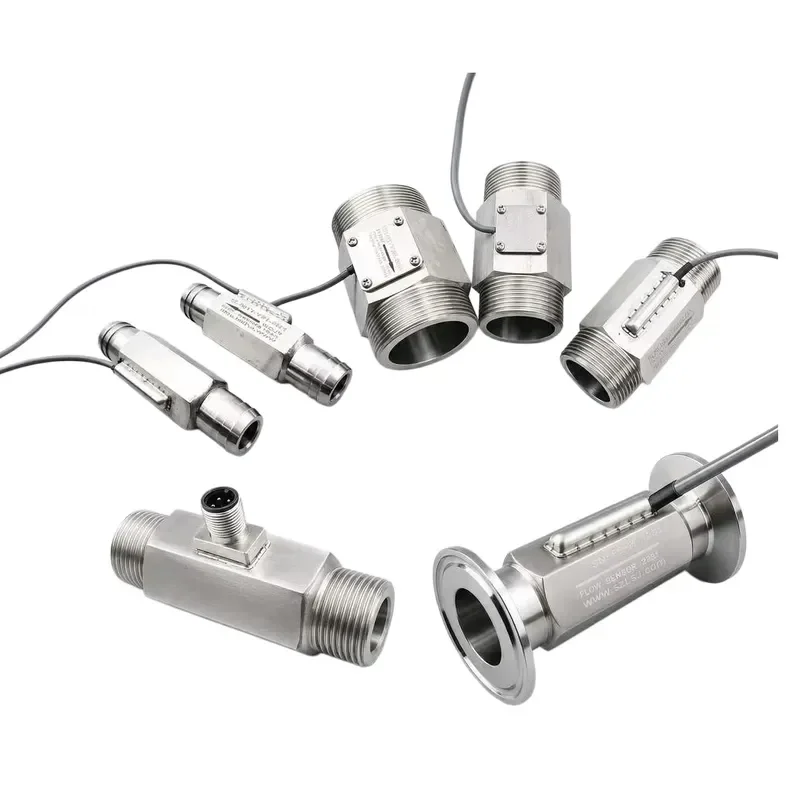 Stainless Steel Turbine Flow Sensor 4-20mA 0-5V Analog Output 3-Wire Water Liquid Flow Meter Thread Clamp Connection SS304