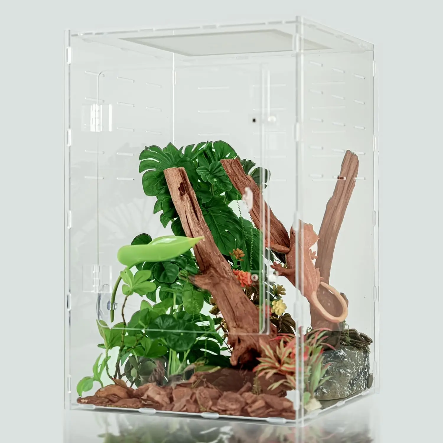 

12x12x18 Acrylic Reptile Tank, 10 Gallon Clear Terrarium for Gecko, Lizard, Spider & Snake