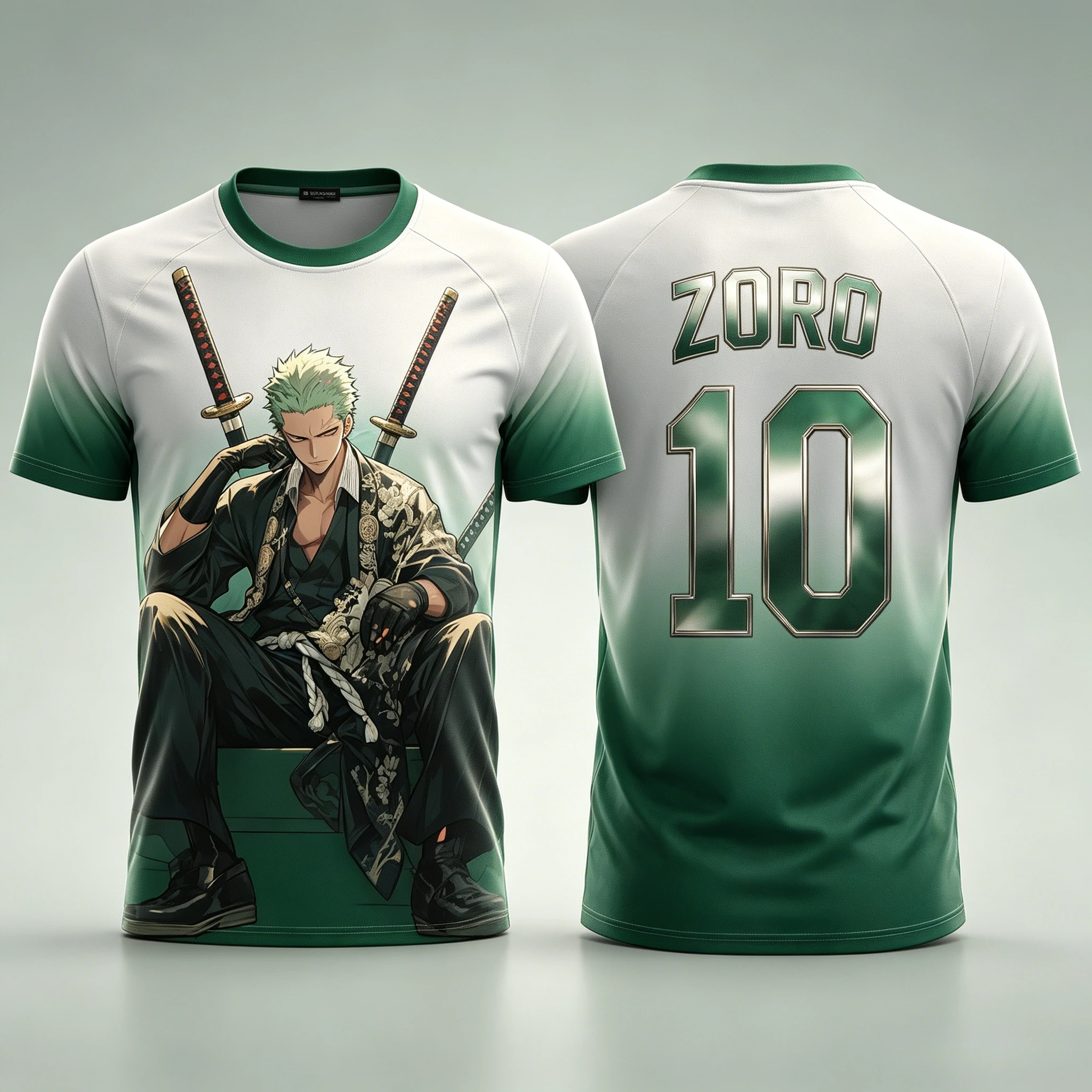 2026 Summer One Piece Zoro Retro Cosplay T-shirt Men's Oversized 3D Printed Short-sleeved Family Unisex Children's Sports Shirt