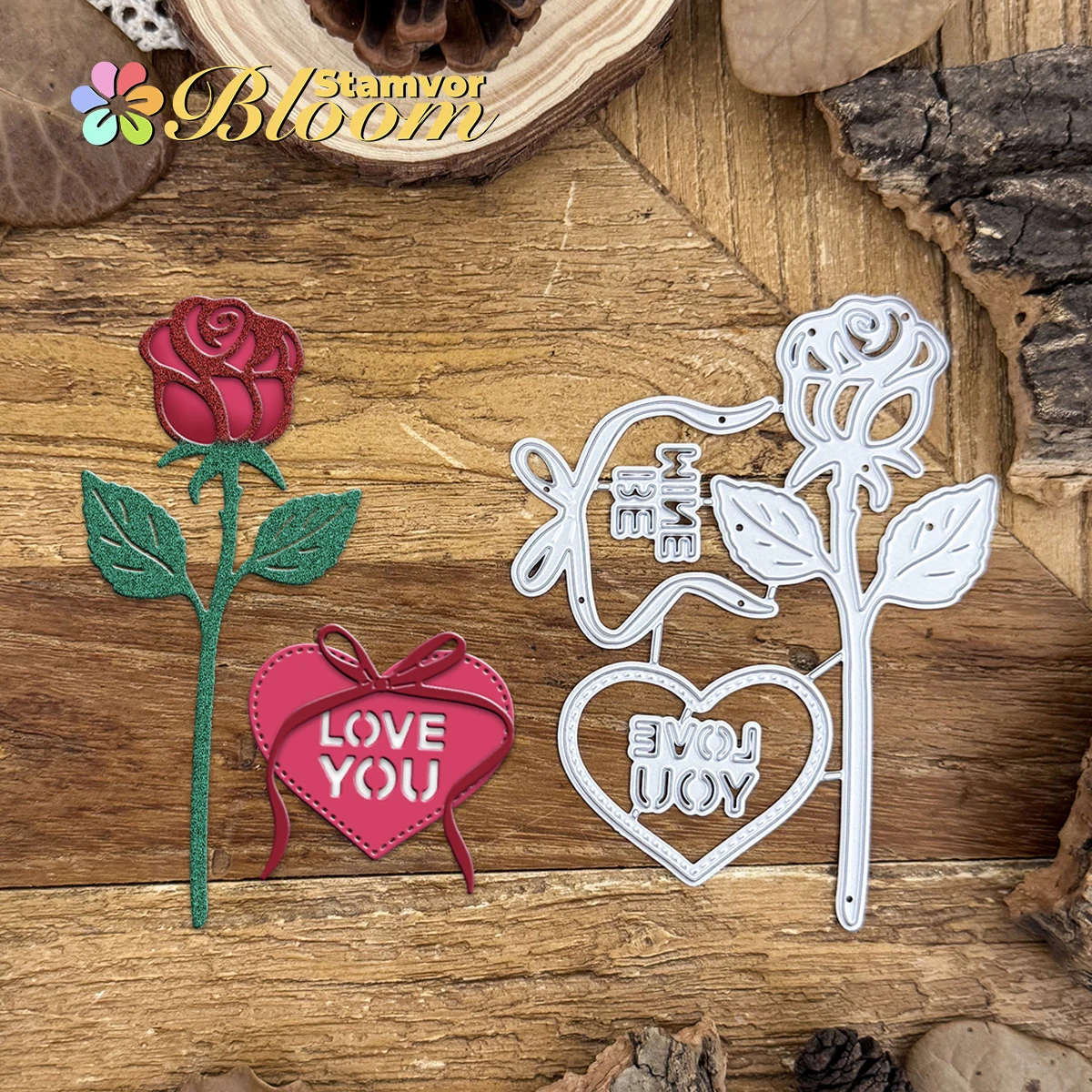 Original schöne Liebe Schleife Blume Rose Metall Stanzformen Scrapbooking dekorative Prägung