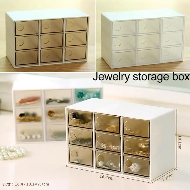 

1 Pcs New Creative Plastic Transparent Jewelry Storage Box Nine Drawers Cosmetics Korean Fashion Dustproof Sorting Box
