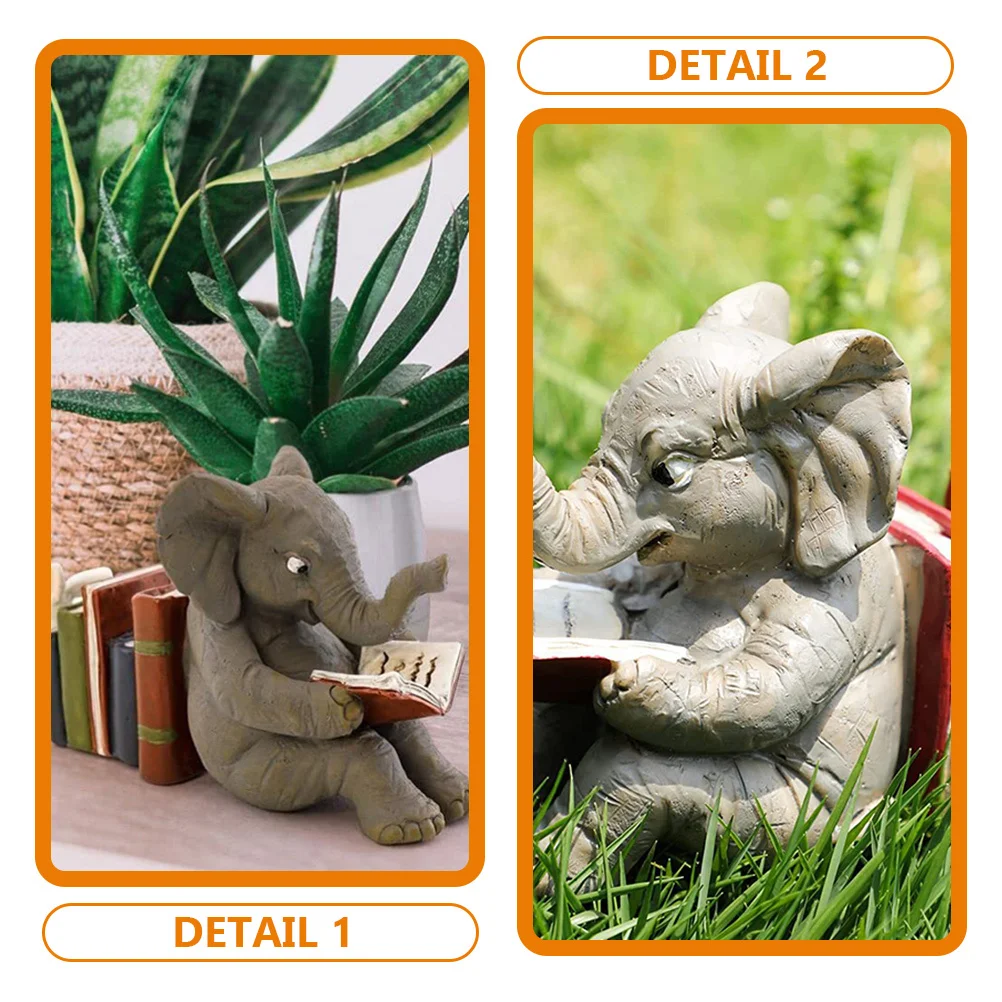 

Realistic Resin Bookend Sculpture Rabbit and Elephant Home Garden Decoration Desktop Patio Landscape Accessory