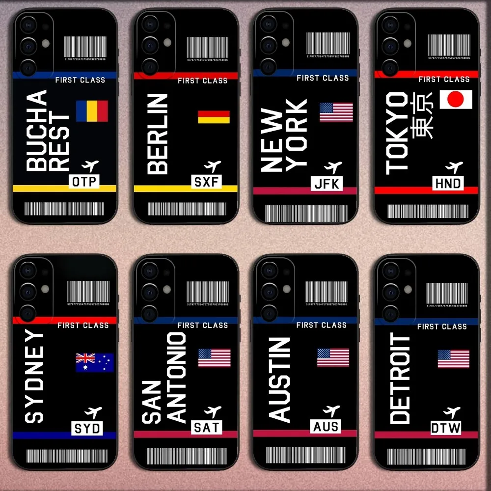 

Boarding Pass Airplane Travel Phone Case For Samsung S25,S24,S21,S22,S23,S30,Ultra,S20,Plus,Fe,Lite,Note,10,9,5G Black Cover