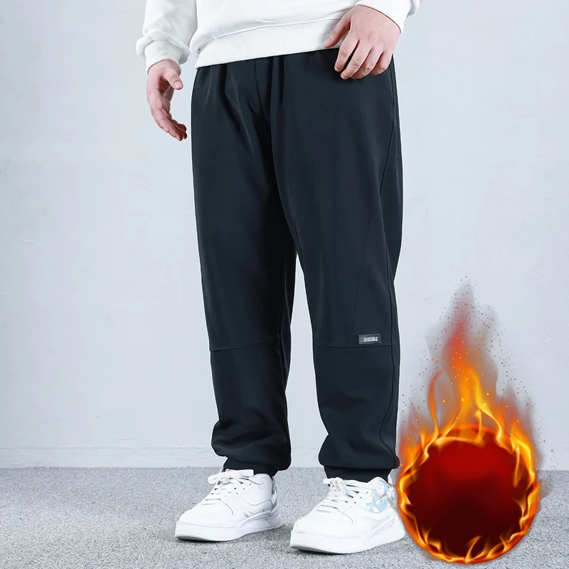 حجم كبير الرجال السراويل الشتاء الدافئة أفخم بطانة بلون السراويل الطويلة 6XL 7XL 8XL 9XL 10XL 100-150 كجم كبيرة الحجم الرجال الملابس #4