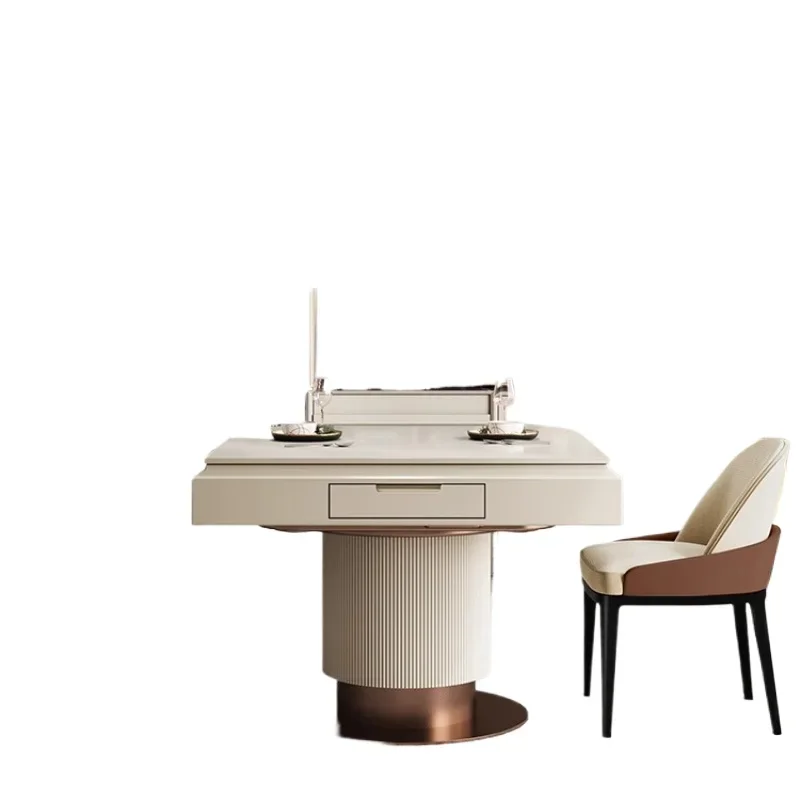 

Cream wind dining table mahjong table integrated household electric mahjong machine chess and card table silent one