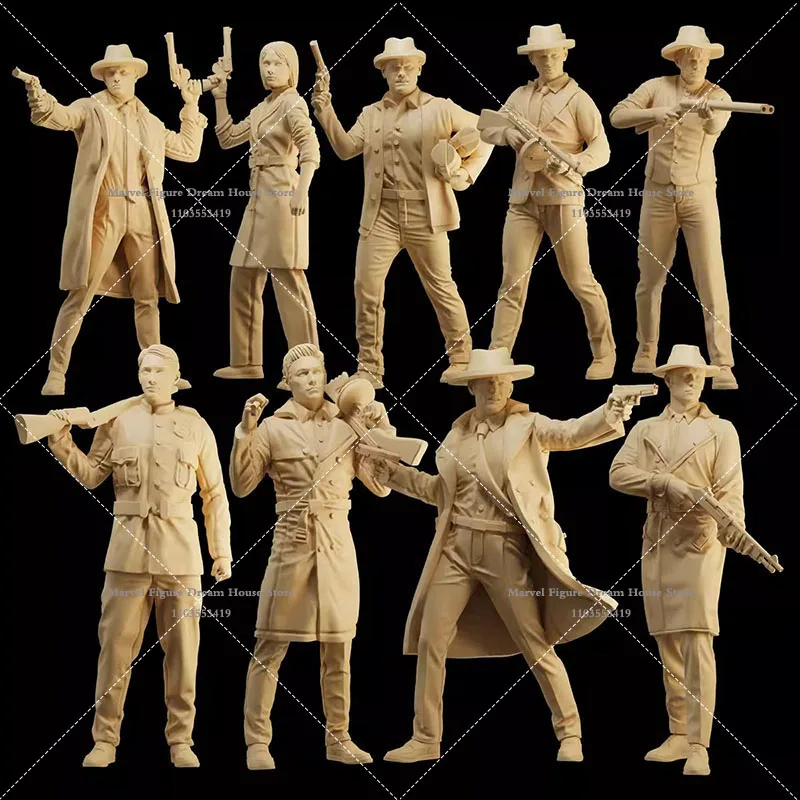 1/64 1/43 1/35 Scale Miniature Scene Doll White Model Un-panited Mafia Female Male Solider Gunner Micromodel Action Figure