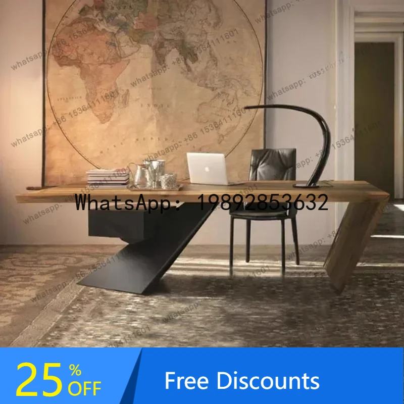 

Asthetic Designer Wood Desk Manager Writing Computer Modern Executive Table Office Conference Mesa