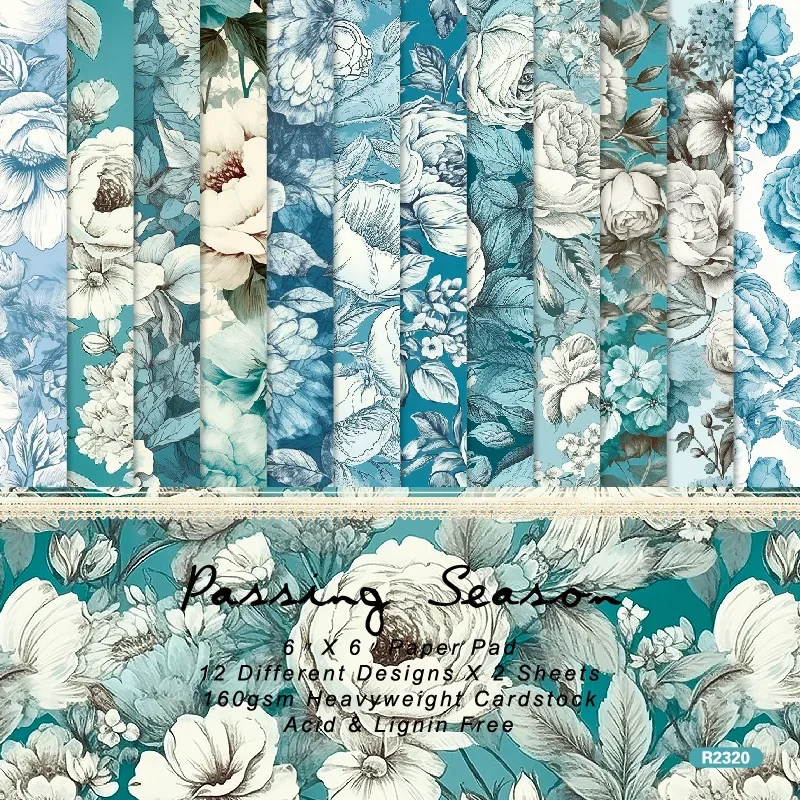 Design Sense 12Sheets Flower Sea Printed Scrapbooking Background Paper Pads Vintage Junk Journal Paper Packs Art Handmade Crafts