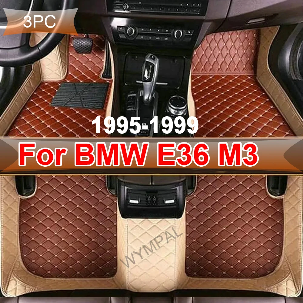 Custom Automotive Car Floor Mats For BMW E36 M3 1995 1996 1997 1998 1999 Auto Luxury Leather Men Women Car Mats Full Coverage