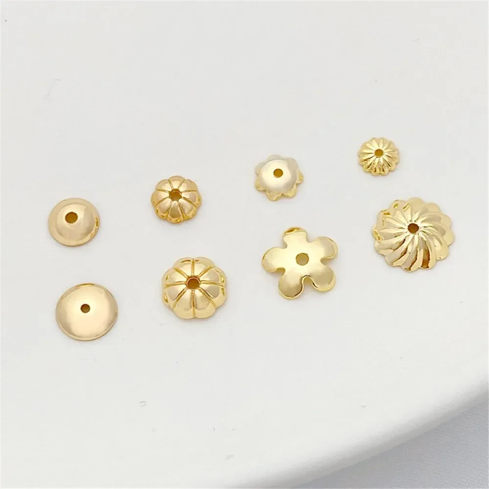 

14K Gold-plated Bowl-shaped Receptacle Flower-shaped Bead Holder Handmade Diy Necklace Spacer Jewelry Material Accessories