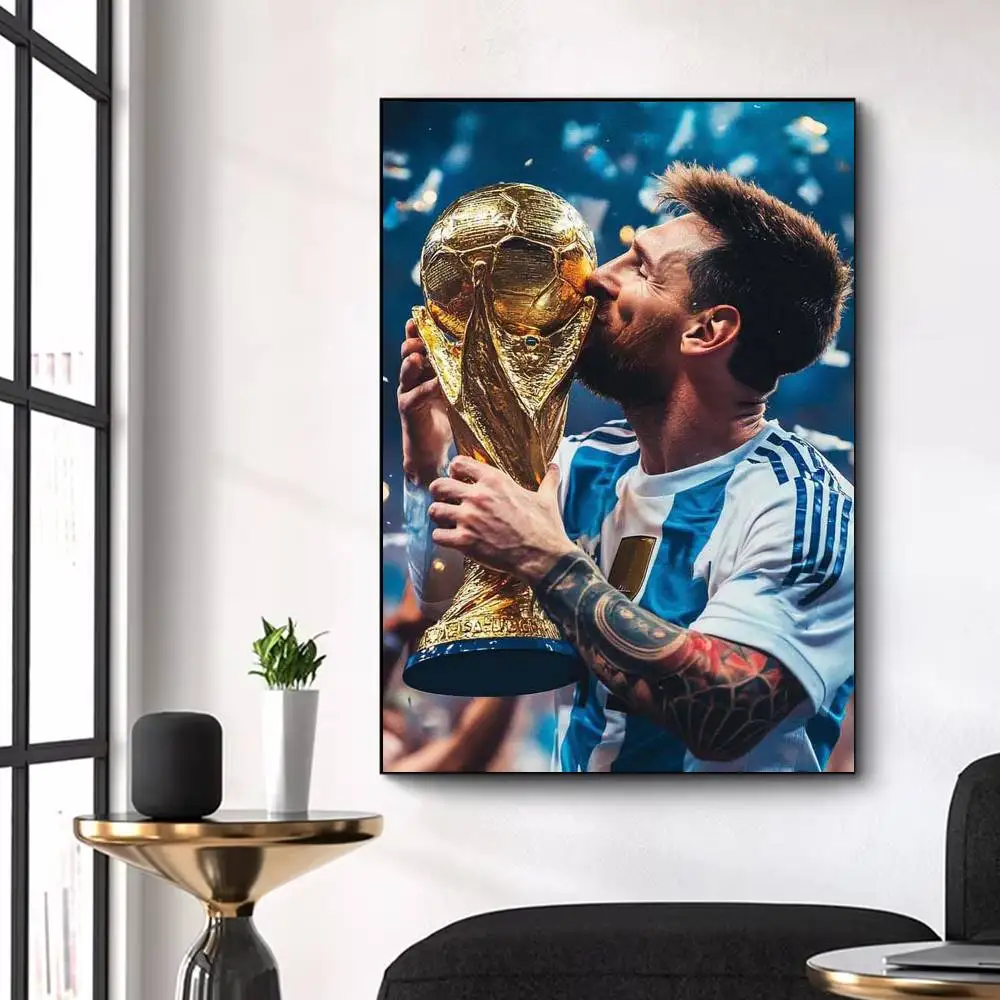 Lionel Messi  Football Poster Waterproof Wall Art Sticker For Bar Living Room Vintage Decor High Quality Print Gift