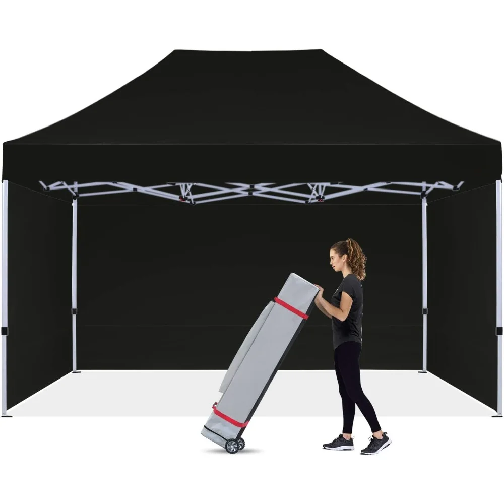 

Heavy Duty Pop-up Canopy Tent with Sidewalls (10x15,Black) Freight free