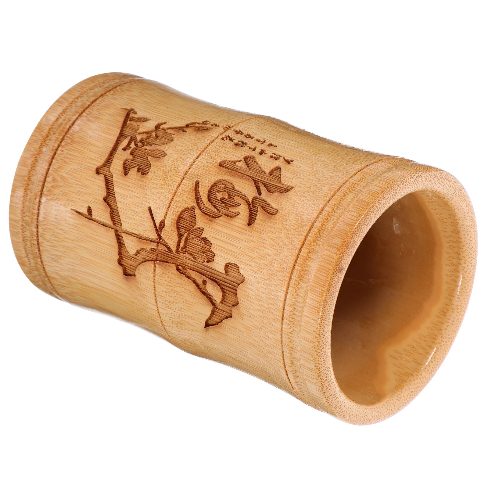 

Chinese Style Bamboo Pen Holder with Smooth Finish Desktop Stationery Organizer for Office School Supplies Storage Decorative