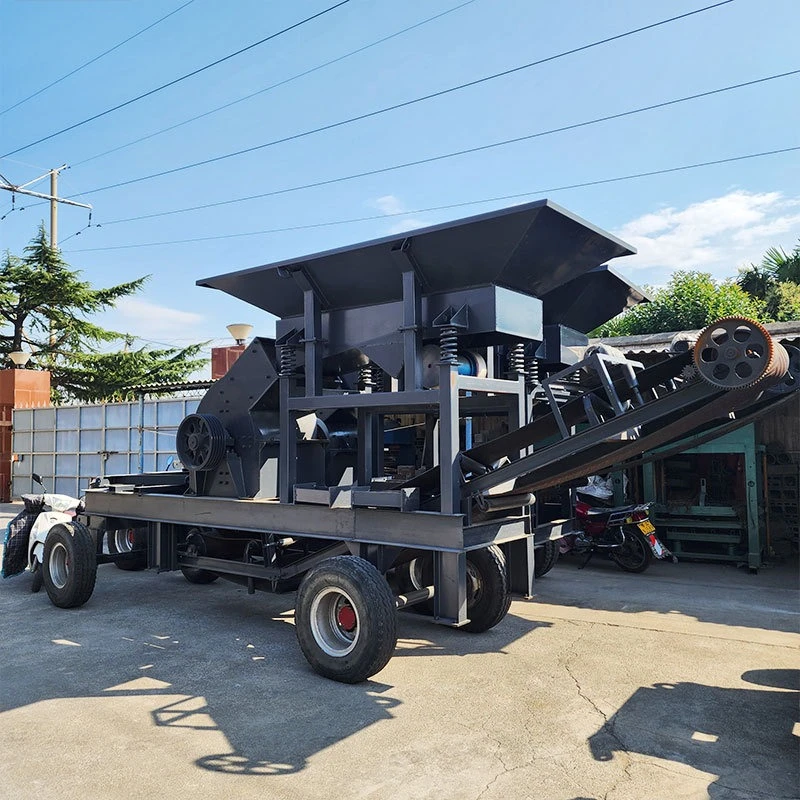 Cement concrete mobile sand making machine, mine stone hammer crusher, construction waste brick crushing equipment