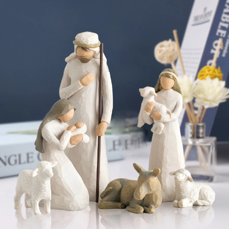 2023 Birth Christmas Crib Nativity Scene Figures Catholic Christian Decor Home Decoration Orthodox Manger Church Utensils Jesus