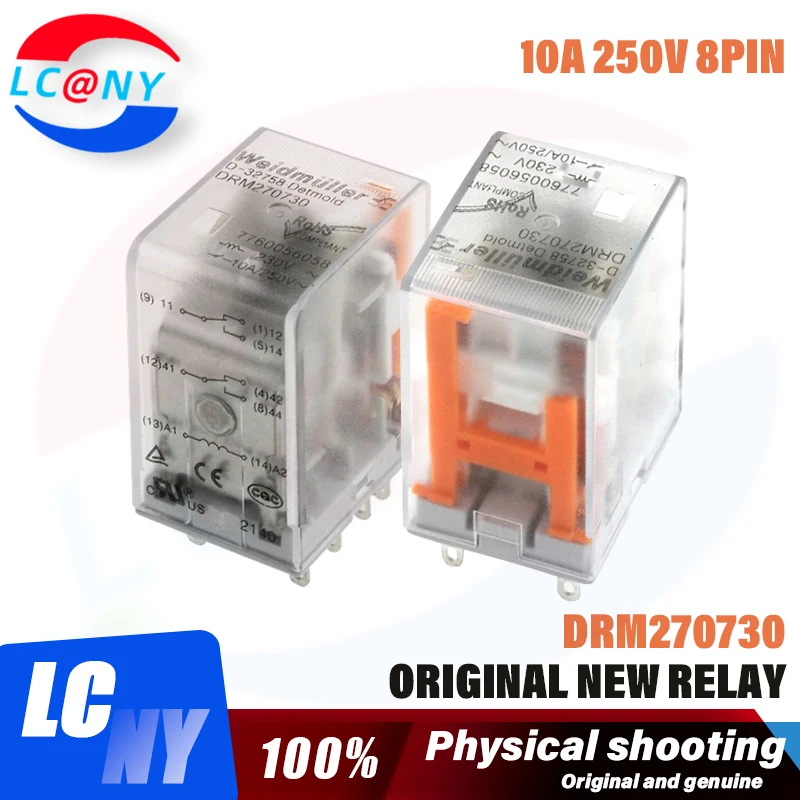 1PCS New original DRM270730 10A 250V 8PIN 2 Opening and closing Intermediate relay DRM270730 relay