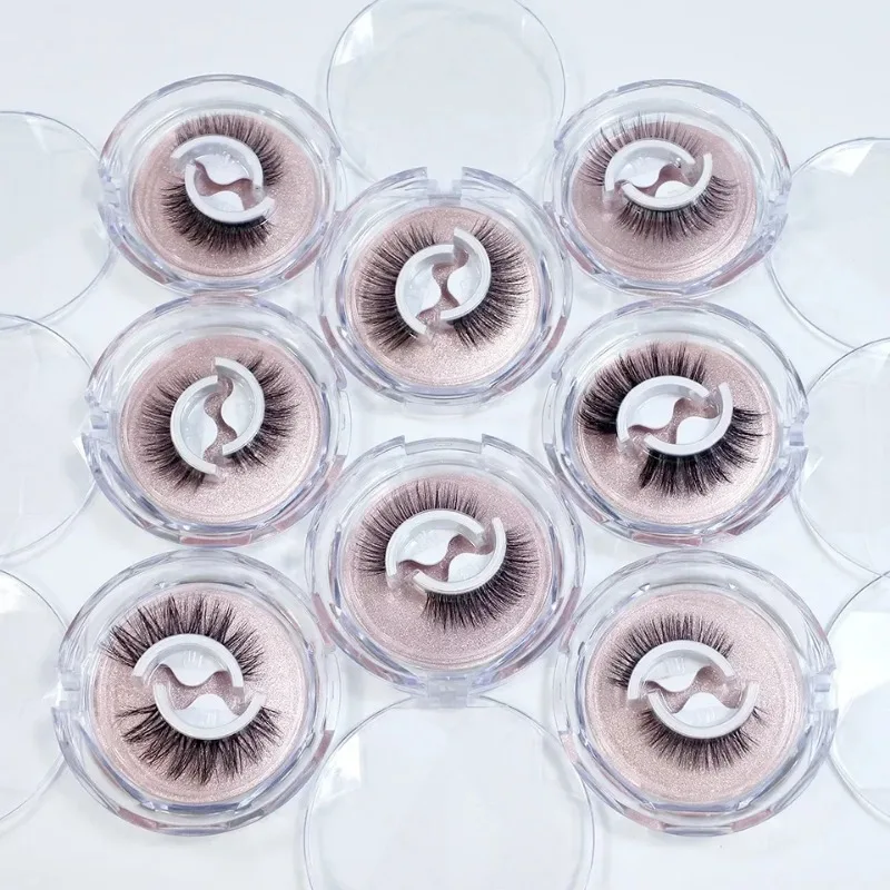 1Pair Reusable Self-adhesive False Eyelashes 3D Mink Lashes Glue-free Eyelash Extension 3 Seconds to Wear No Glue Needed Lashes