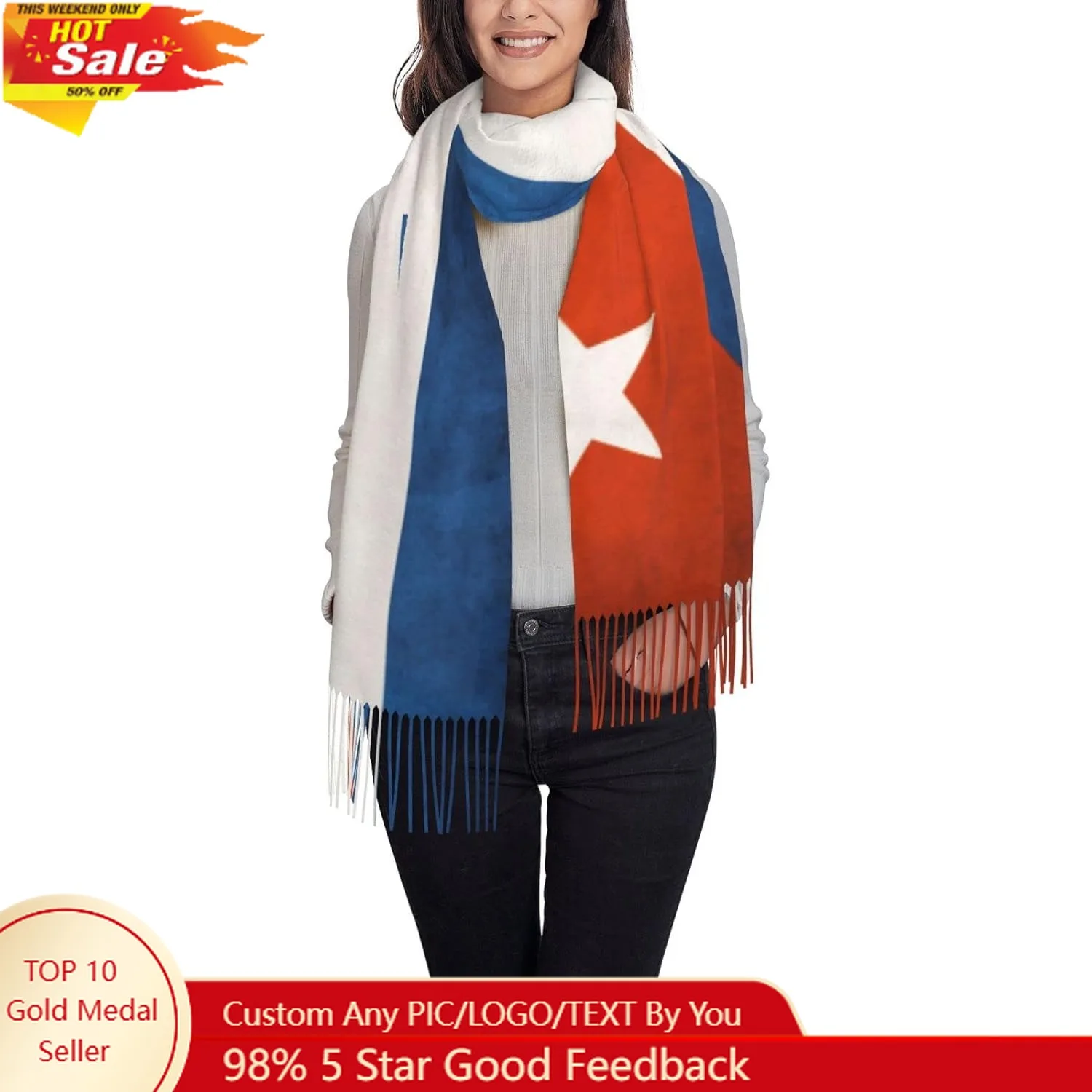 

Ugly Cuban Cuba Flag Poncho Winter Large Scarf Shawl Bandana Neck Wrap For Women
