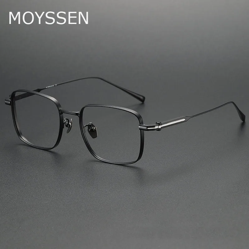 Handmade Simple Pure Titanium Glasses Frame Oversized Big Large Wide Square Optical Eyeglasses Can Customize Myopia Prescription