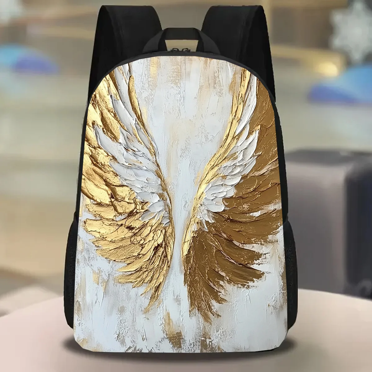 

1pc, Angel Wings backpack, large-capacity 17-inch casual backpack notebook bag with water bottle holder