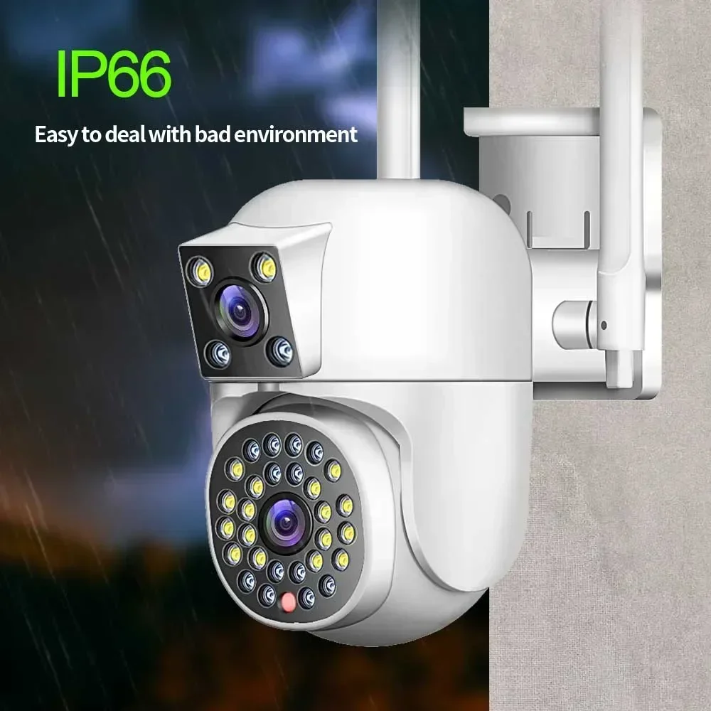 Imagem -05 - Câmera de Segurança Outdoor Dual Lens Visão Noturna Câmeras de Vigilância Ptz Tela Dupla Colorida Wifi Ip66 4k 8mp Ipc360 Ipc360