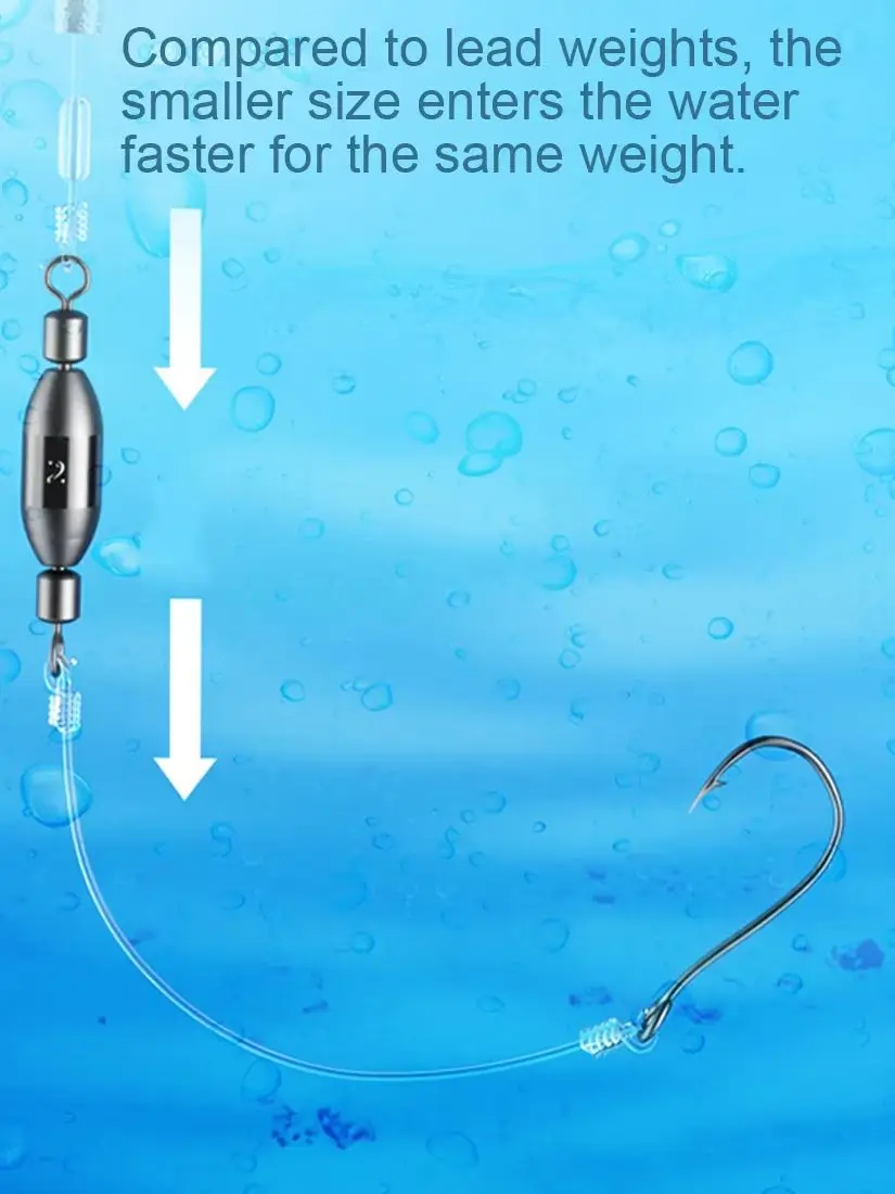 Plombs de poids de pêche avec pivot pour connecteur de ligne de pêche à la traîne, 9KM, 5 pièces