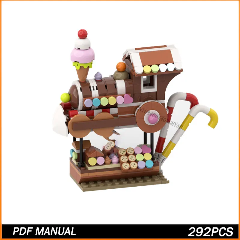 

City Street View Model MOC Building Bricks Winter Village Gingerbread Stand House Modular Technology Gifts Holiday Assemble Toys